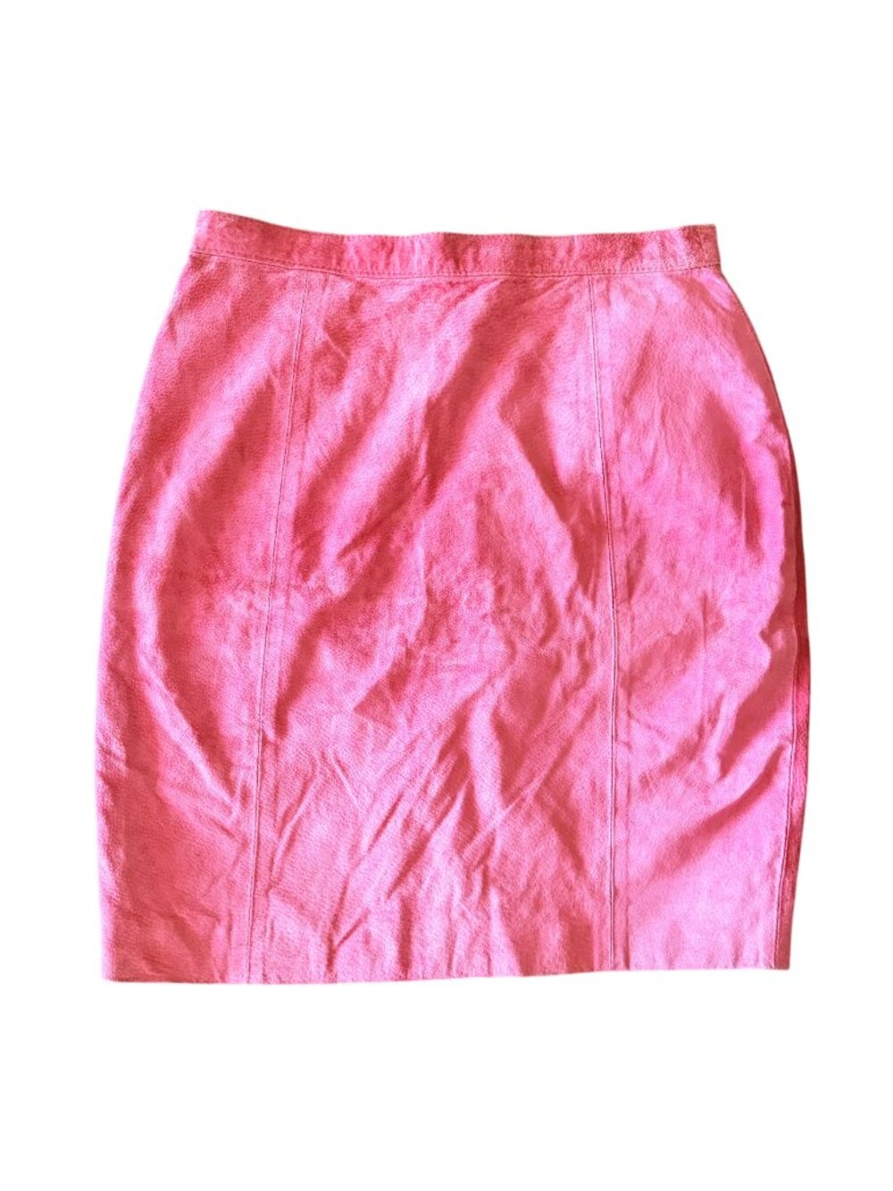 80s 90s Vintage Pink Leather Skirt Maggie Lawrence Womens M L